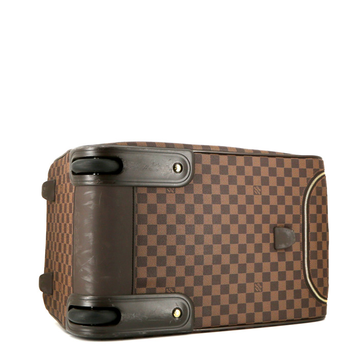 Louis Vuitton Eole travel bag in brown damier canvas and brown leather - Detail D5