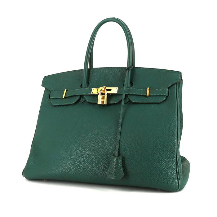 Hermes Birkin 35 cm handbag in malachite green togo leather - 00pp