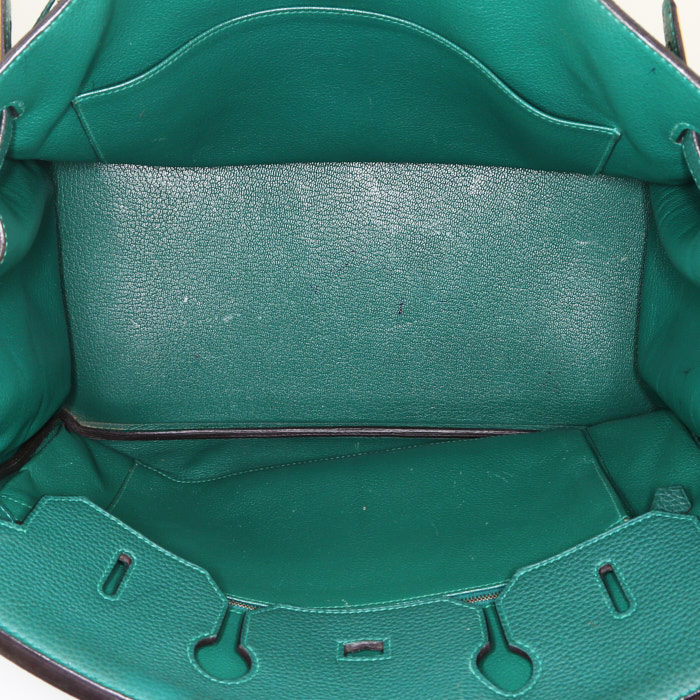 Bolso de mano Hermes Birkin 35 cm en cuero togo verde malaquita - Detail D2