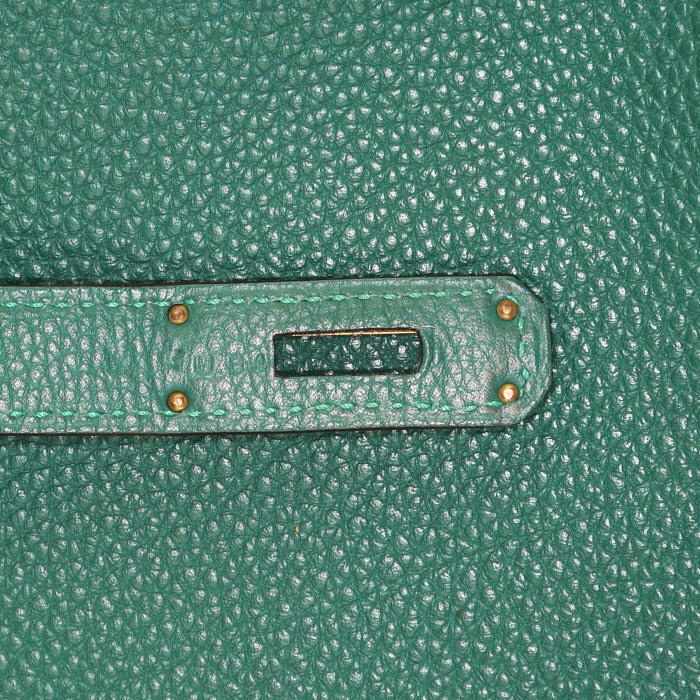 Sac à main Hermes Birkin 35 cm en cuir togo vert-malachite - Detail D4