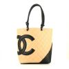 Chanel Cambon handbag in beige and black quilted leather - 360 thumbnail