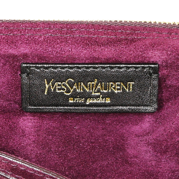 Bolso de mano Yves Saint Laurent Muse Two grande en cuero violeta - Detail D3