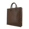 Louis Vuitton Louis Vuitton Sac Plat shopping bag in ebene damier canvas and brown leather - 00pp thumbnail