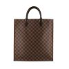Louis Vuitton Louis Vuitton Sac Plat shopping bag in ebene damier canvas and brown leather - 360 thumbnail