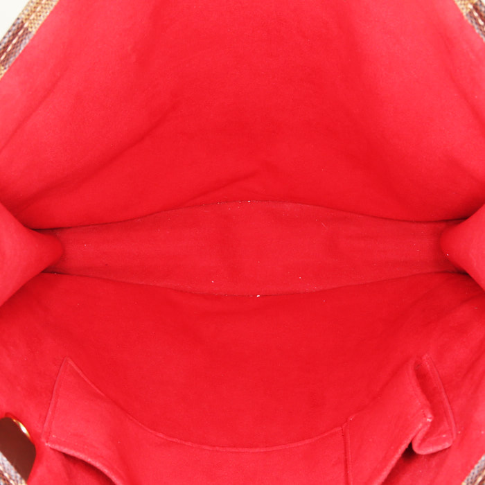 Sac cabas Louis Vuitton Louis Vuitton Sac Plat en toile damier ébène et cuir marron - Detail D2