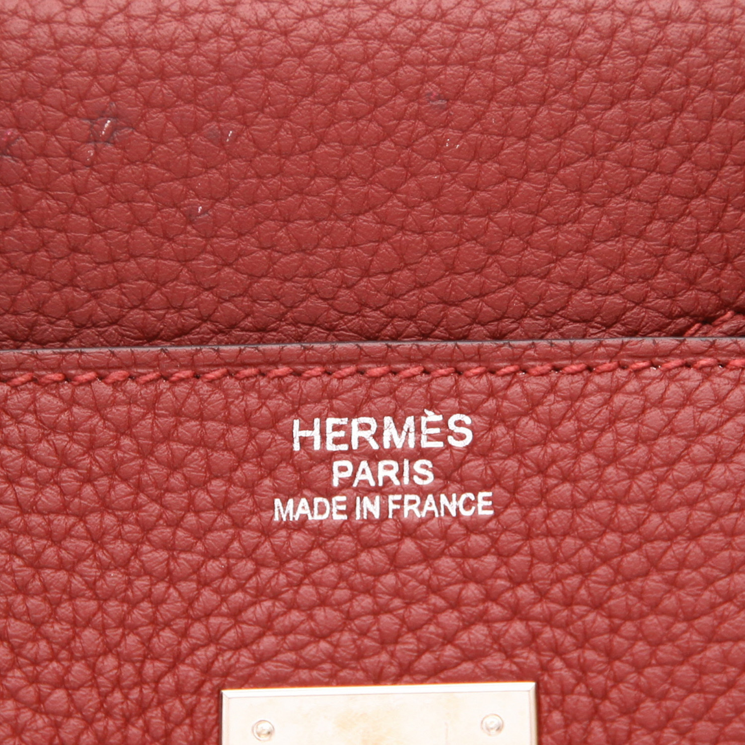 Sac à main Hermes Birkin 35 cm en cuir togo rouge - Detail D2