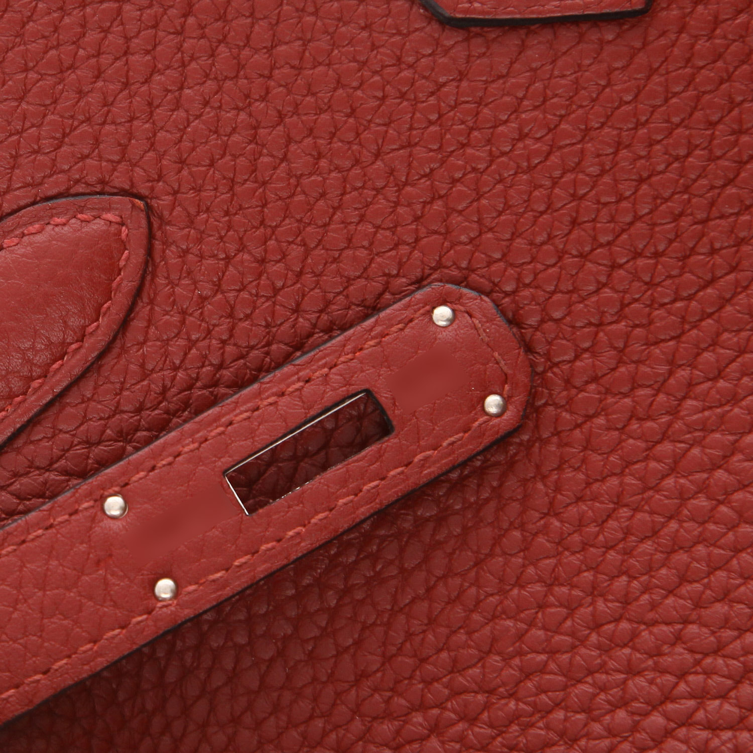 Sac à main Hermes Birkin 35 cm en cuir togo rouge - Detail D4