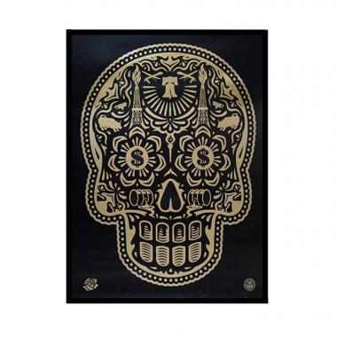 Shepard Fairey (OBEY GIANT) (Né en 1970) 
Ernesto Yerena (Né en 1987) , Power 
Glory Skull (Black and Gold) - 2020