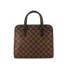 Borsa Louis Vuitton Triana in tela a scacchi ebana e pelle lucida marrone - 360 thumbnail