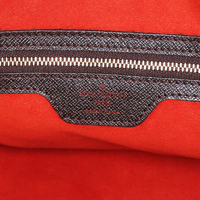 Borsa Louis Vuitton Triana in tela a scacchi ebana e pelle lucida marrone - Detail D3