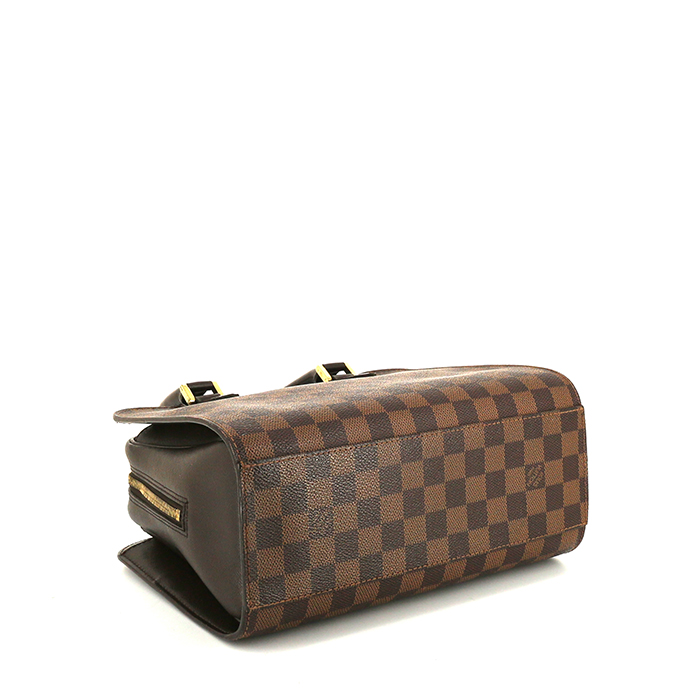 Louis Vuitton Triana handbag in ebene damier canvas and brown - Detail D4