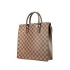 Louis Vuitton Louis Vuitton Sac Plat shopping bag in ebene damier canvas and brown leather - 00pp thumbnail