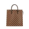 Louis Vuitton Louis Vuitton Sac Plat shopping bag in ebene damier canvas and brown leather - 360 thumbnail