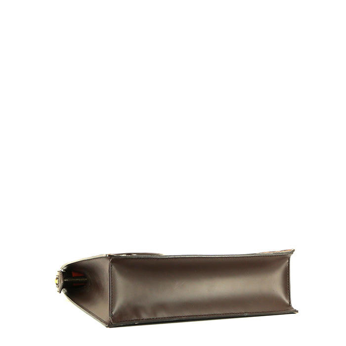 Shopping bag Louis Vuitton Louis Vuitton Sac Plat in tela a scacchi ebana e pelle marrone - Detail D4