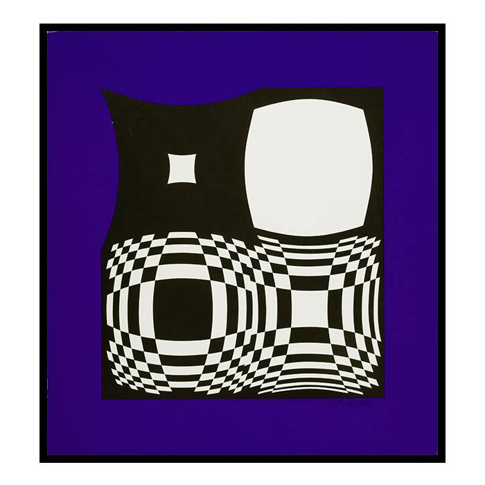 Victor Vasarely, “Japet BW/Blue”, sérigraphie en couleurs sur papier, signée et numérotée, de 1989 - 00pp