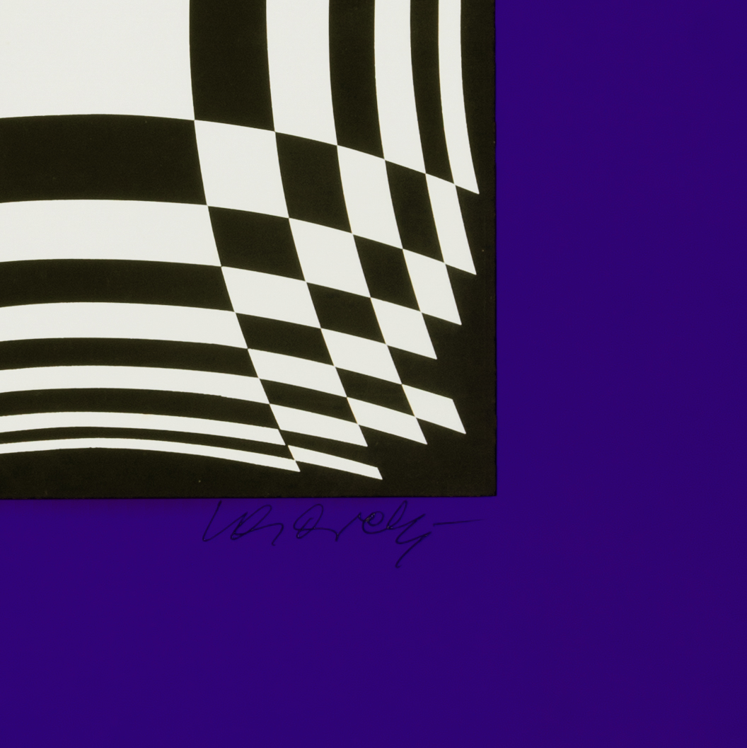 Victor Vasarely, "Japet BW/Blue", silkscreen in colors on paper, signed and numbered, of 1989 - Detail D2