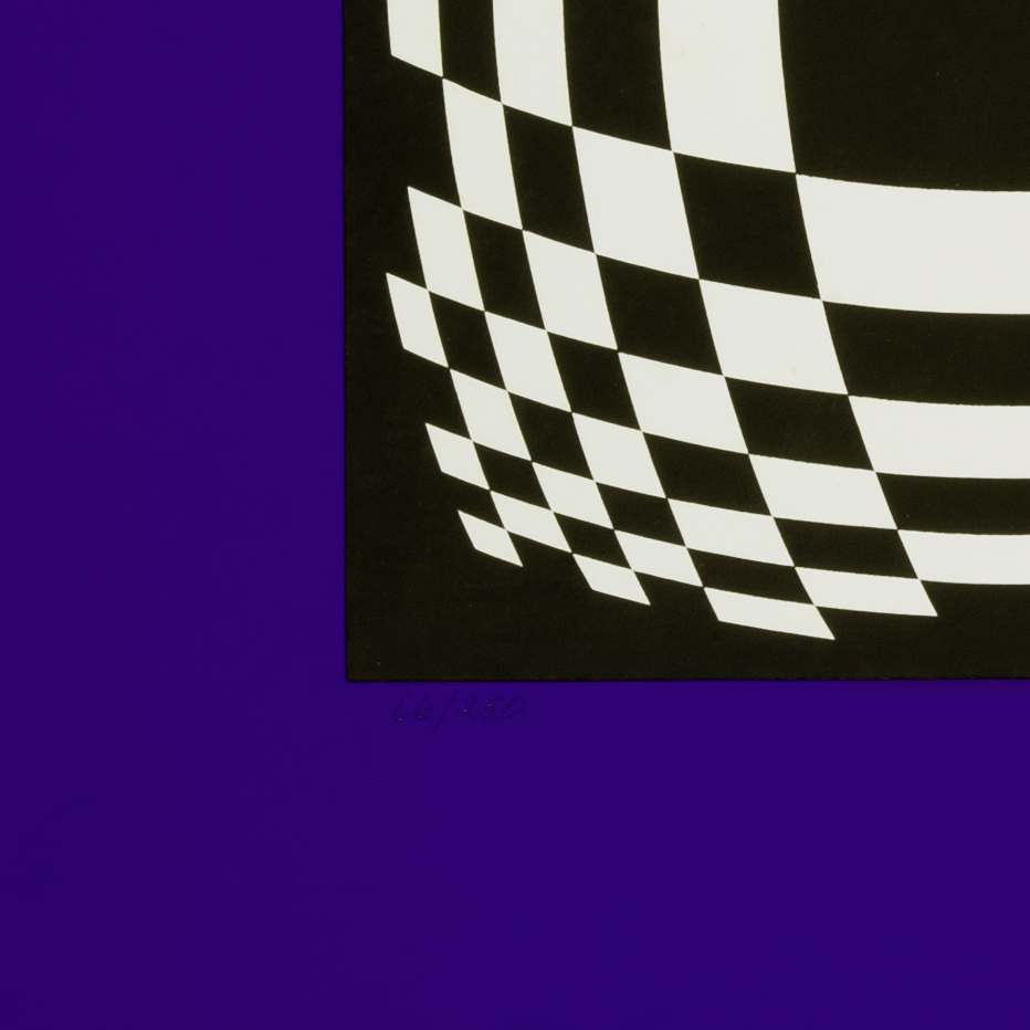 Victor Vasarely, "Japet BW/Blue", silkscreen in colors on paper, signed and numbered, of 1989 - Detail D3