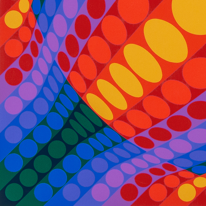 Victor Vasarely, "Planeta", sérigraphie en couleurs sur papier, signée et numérotée, de 1979 - Detail D1