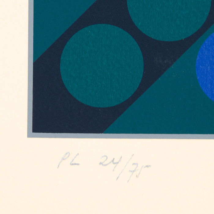 Victor Vasarely, "Planeta", sérigraphie en couleurs sur papier, signée et numérotée, de 1979 - Detail D3