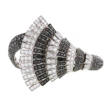 Articulated De Grisogono Ventaglio bracelet in white gold, diamonds and black diamonds