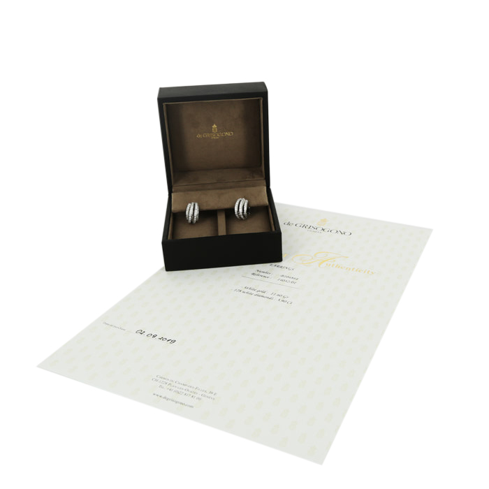 Paire de boucles d'oreilles De Grisogono Allegra en or blanc et diamants - Detail D2