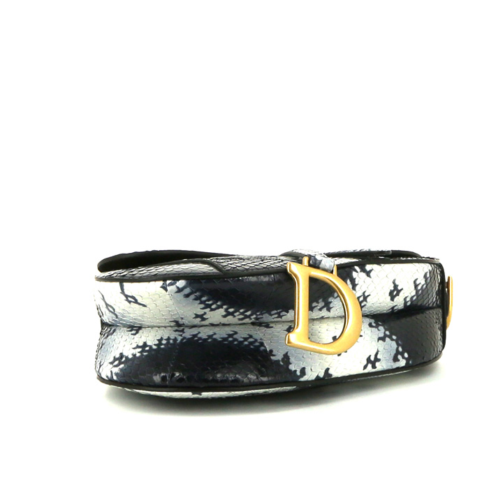 Dior  Saddle handbag  in blue and white shading  python - Detail D4
