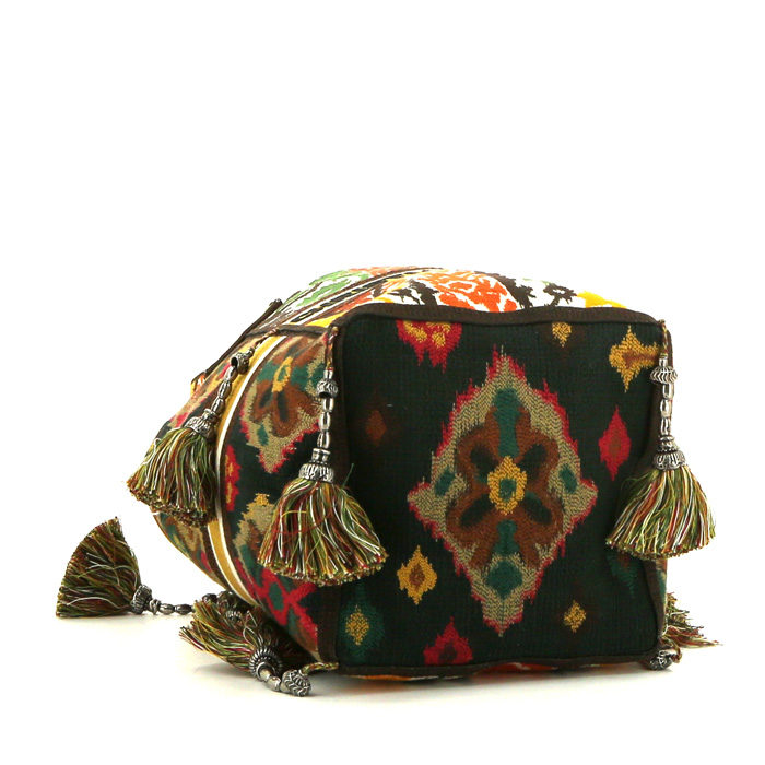 Borsa Dior D-Bubble in tela rossa verde gialla e nera con motivo - Detail D4