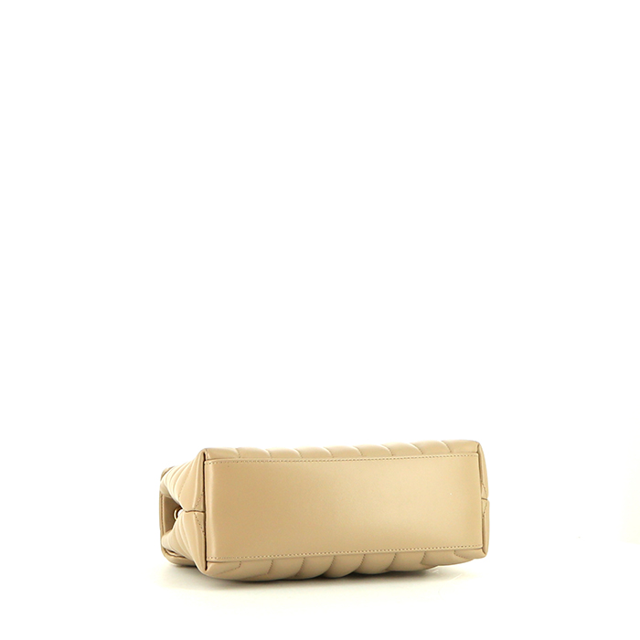 Sac bandoulière Saint Laurent Loulou petit modèle en cuir matelassé chevrons beige - Detail D5