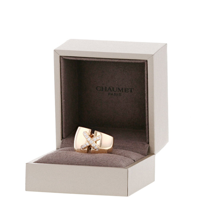 Anello Chaumet Lien taglia XL in oro rosa e diamanti - Detail D2