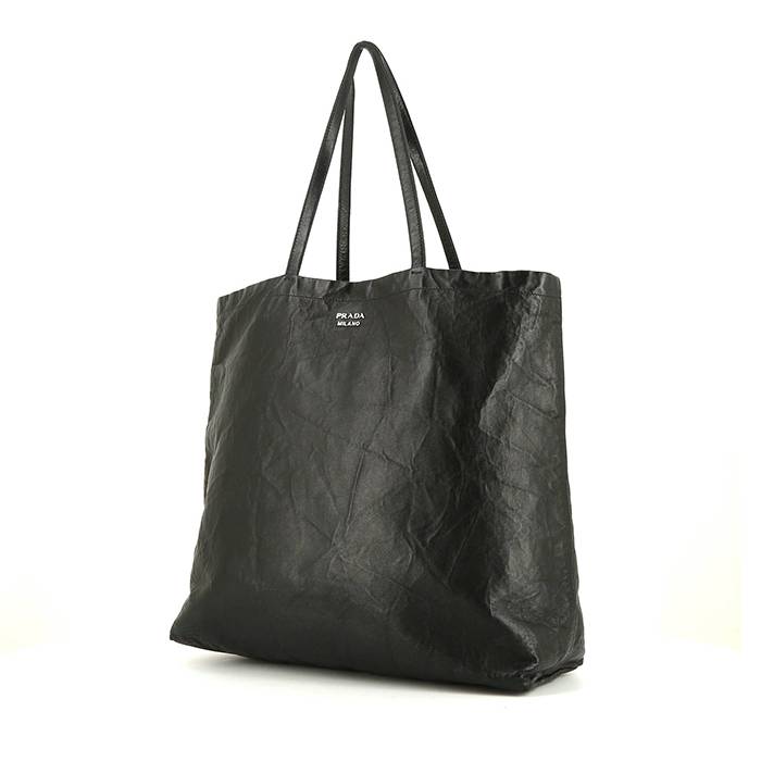 Prada Shopping shopping bag in black burnished leather - 00pp