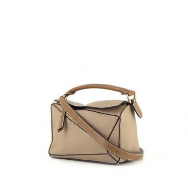 Borsa a tracolla Loewe Puzzle  in pelle bicolore gold e color talpa