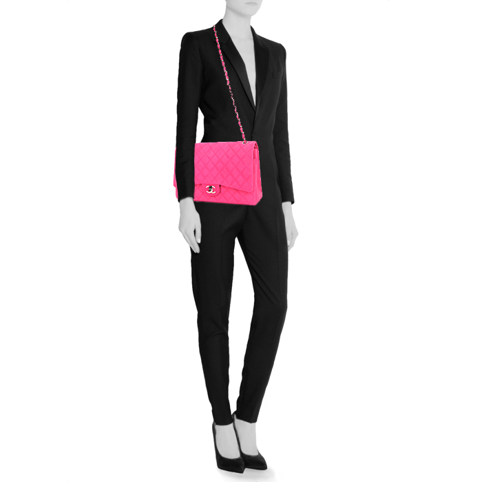 Borsa Chanel Timeless Maxi Jumbo in pelle trapuntata rosa - Detail D2