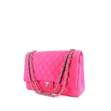 Bolso de mano Chanel Timeless Maxi Jumbo en cuero acolchado rosa