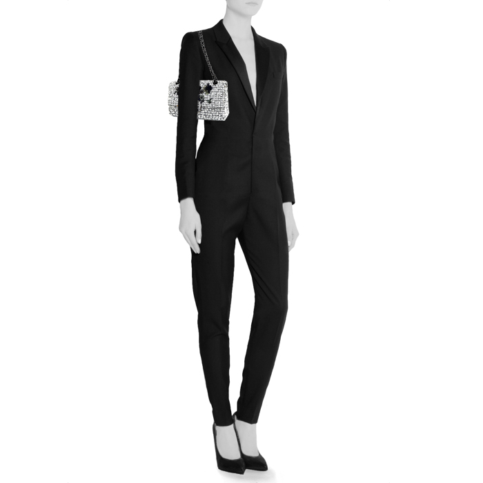 Bolso de mano Chanel 2.55 en tweed blanco, gris y negro - Detail D1