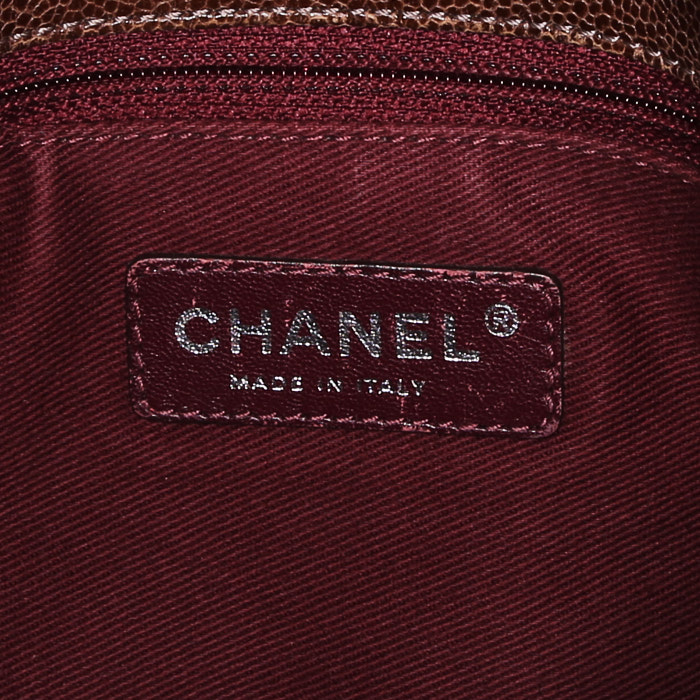 Shopping bag Chanel Shopping in pelle trapuntata marrone - Detail D3