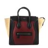 Celine Luggage mini handbag in black and burgundy leather and beige suede - 360 thumbnail