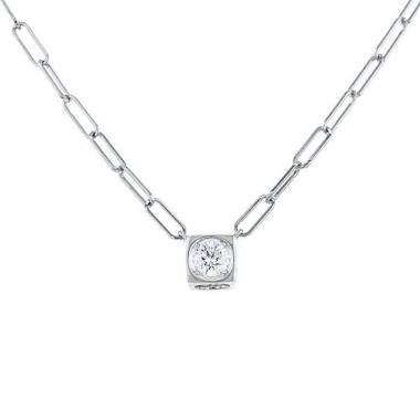 Collier Dinh Van Cube grand modèle en or blanc et diamant