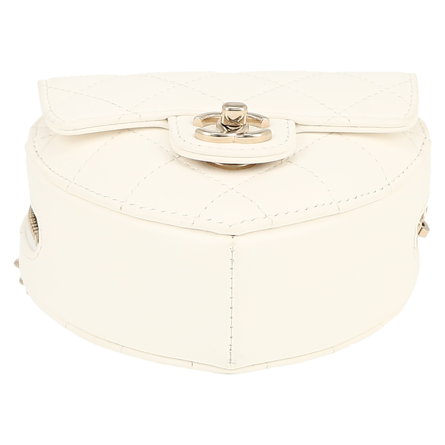 Pochette-ceinture Chanel  Heart bag en cuir matelassé blanc - Detail D1