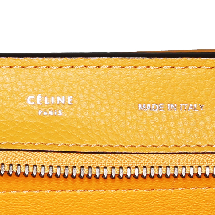 Bolso de mano Celine Trapeze modelo mediano en cuero y ante amarillo - Detail D4