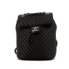 Mochila Chanel en cuero acolchado con motivos de espigas negro - 360 thumbnail