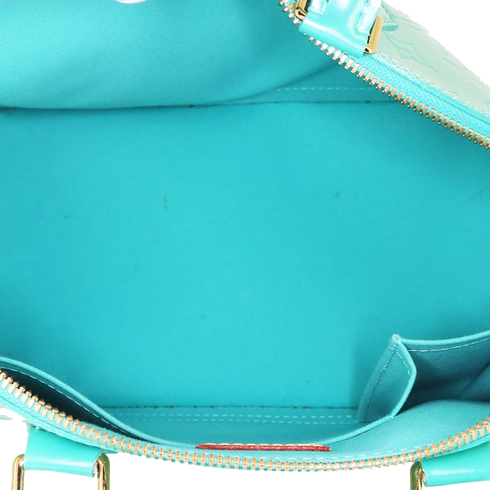 Bolso de mano Louis Vuitton  Alma modelo pequeño  en charol Monogram verde - Detail D2