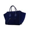 Céline Cabas Phantom shopping bag in suede and blue leather - 00pp thumbnail