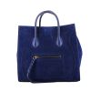 Shopping bag Céline Cabas Phantom in camoscio e pelle blu - 360 thumbnail