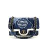 Bolso de mano Chanel Timeless en denim azul y cuero de obeja volteado blanco - 360 thumbnail