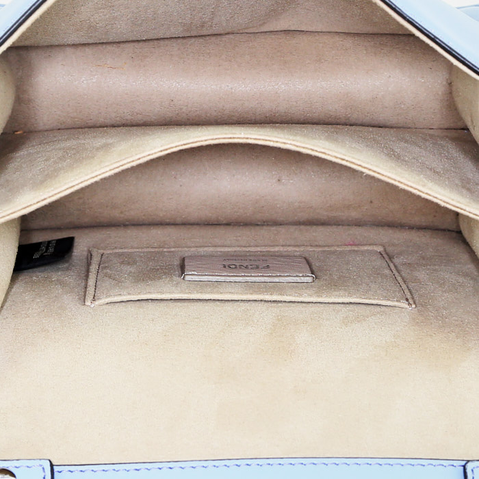 Borsa a tracolla Fendi Kan I in pelle blu - Detail D3