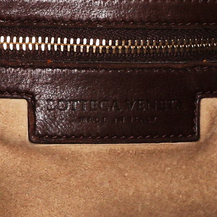 Borsa Bottega Veneta Veneta in pelle intrecciata marrone scuro - Detail D3