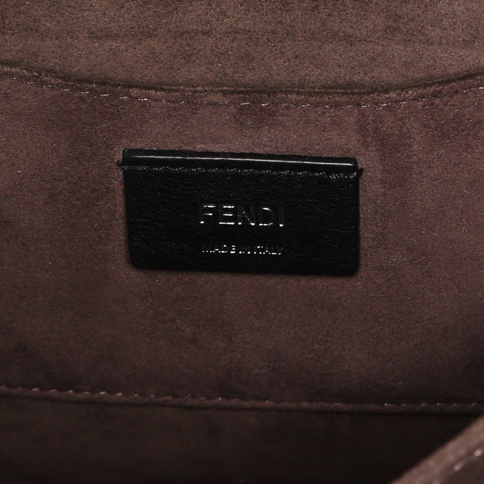 Borsa Fendi Kan I modello grande in pelle blu con decoro floreale - Detail D4