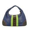 Bottega Veneta Veneta handbag in dark brown, blue and green intrecciato leather - 360 thumbnail