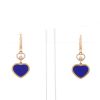 Chopard Happy Heart earrings in pink gold,  lapis-lazuli and diamonds - 360 thumbnail