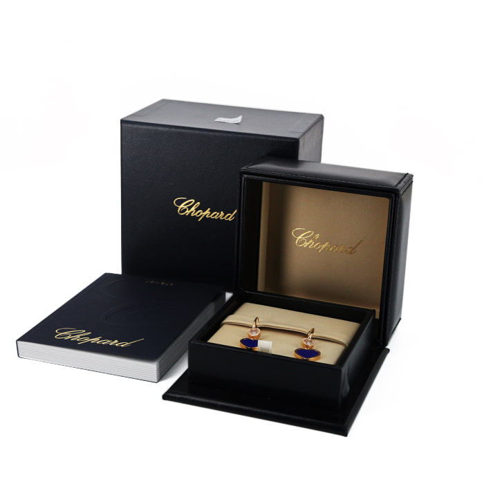 Paire de boucles d'oreilles Chopard Happy Heart en or rose,  lapis-lazuli et diamants - Detail D3